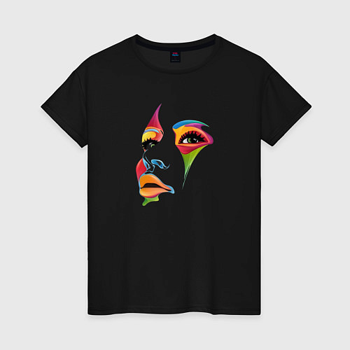 Женская футболка Разноцветное лицо / Черный – фото 1