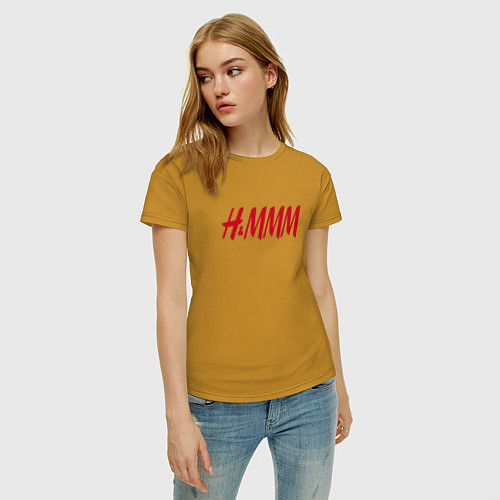 Женская футболка H&MMM LOGO / Горчичный – фото 3