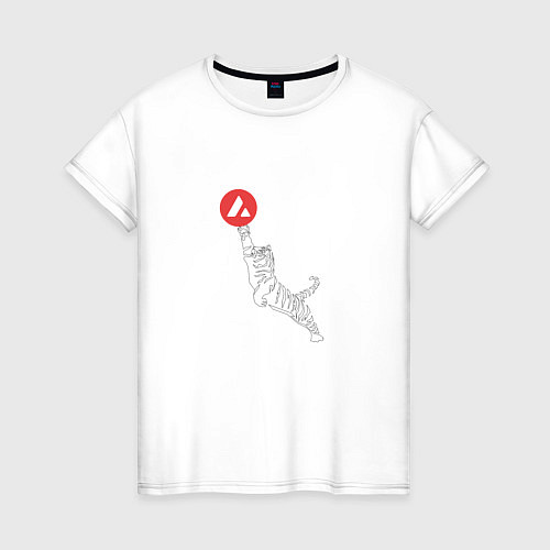 Женская футболка Криптовалюта Аваланч с тигром / Белый – фото 1