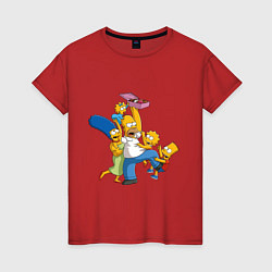 Футболка хлопковая женская Simpsons donuts, цвет: красный