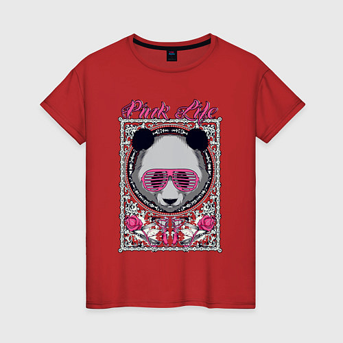 Женская футболка Розовая пандочка / Красный – фото 1