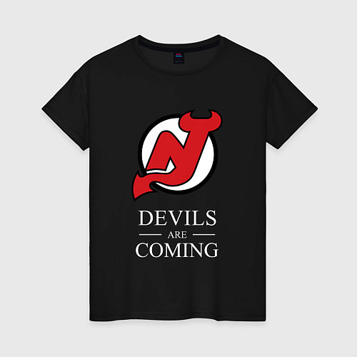 Женская футболка New Jersey Devils are coming Нью Джерси Девилз / Черный – фото 1