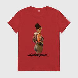 Футболка хлопковая женская Panam Cyberpunk2077 Панам, цвет: красный
