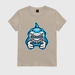 Футболка хлопковая женская Shark player, цвет: миндальный