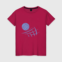 Футболка хлопковая женская Volleyball Block, цвет: маджента