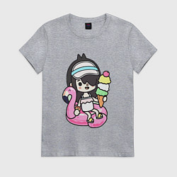 Футболка хлопковая женская Toca Boca девочка геймер, цвет: меланж