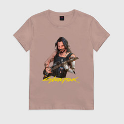 Женская футболка Джонни Cyberpunk2077 Johnny с гитарой