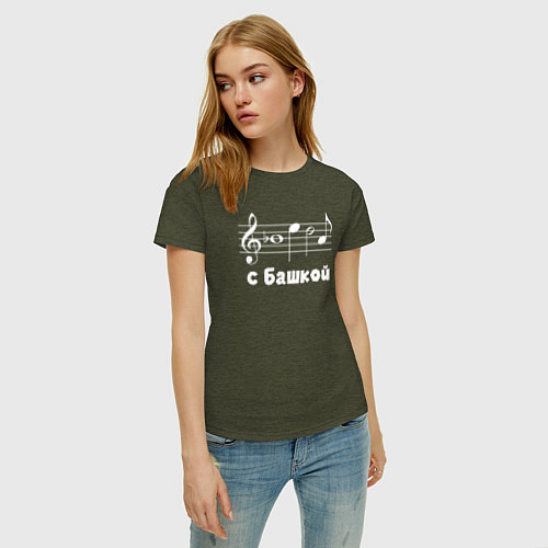 Женская футболка Беда с башкой / Меланж-хаки – фото 3