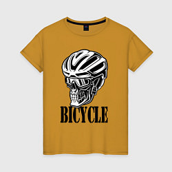 Футболка хлопковая женская Bicycle Skull, цвет: горчичный