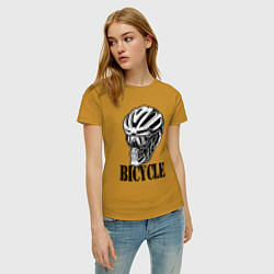 Футболка хлопковая женская Bicycle Skull, цвет: горчичный — фото 2