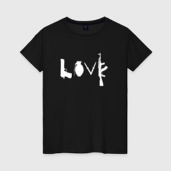 Футболка хлопковая женская Banksy LOVE Weapon, цвет: черный