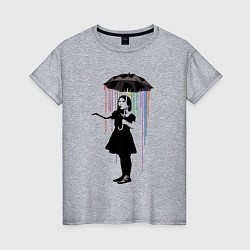 Женская футболка BANKSY БЭНКСИ девушка под зонтом