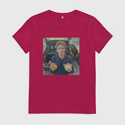 Женская футболка Уиллем дефо и апельсины