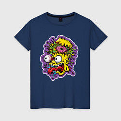 Футболка хлопковая женская Барт Симпсон Simpsons Симпсоны, цвет: тёмно-синий