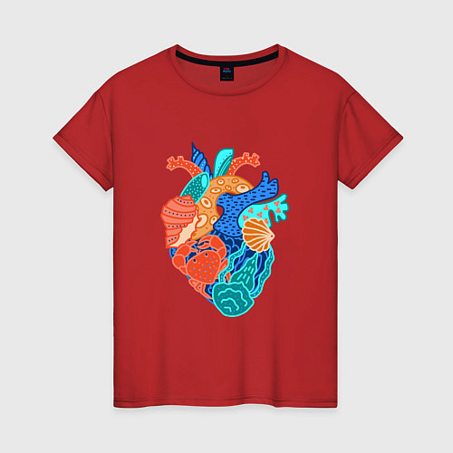 Женская футболка Сердце там где море / Красный – фото 1