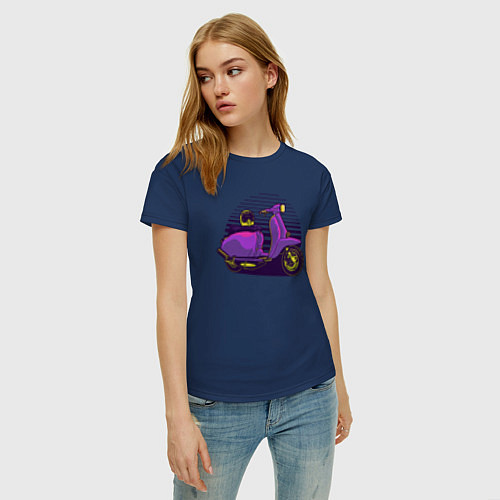 Женская футболка Фиолетовый мопед / Тёмно-синий – фото 3