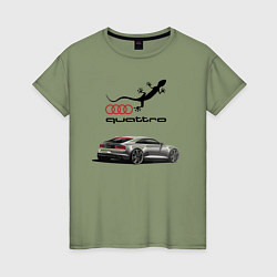 Футболка хлопковая женская Audi quattro Lizard, цвет: авокадо