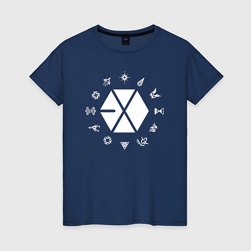 Женская футболка Exo band эхо / Тёмно-синий – фото 1