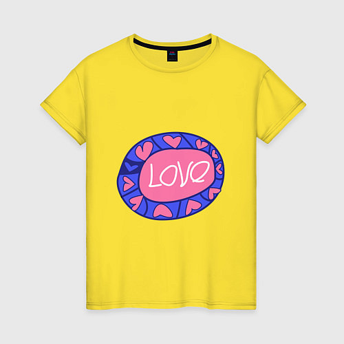 Женская футболка Love badge / Желтый – фото 1