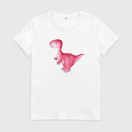 Женская футболка Розовый динозаврик / Белый – фото 1