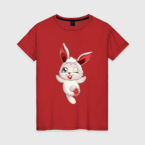 Женская футболка Шустрый зайчишка / Красный – фото 1