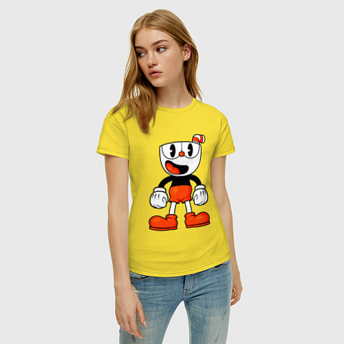 Женская футболка Cuphead красная чашечка / Желтый – фото 3