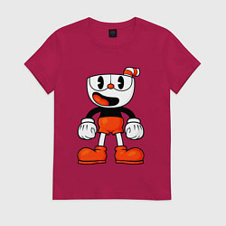 Женская футболка Cuphead красная чашечка