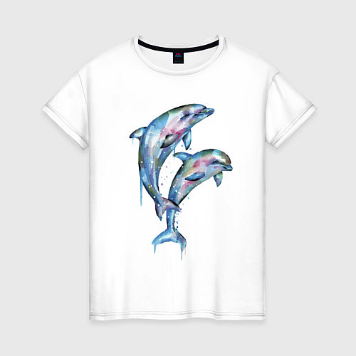 Женская футболка Dolphins Watercolour / Белый – фото 1