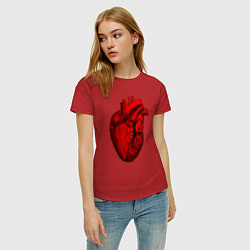 Футболка хлопковая женская Сердце анатомическое, цвет: красный — фото 2