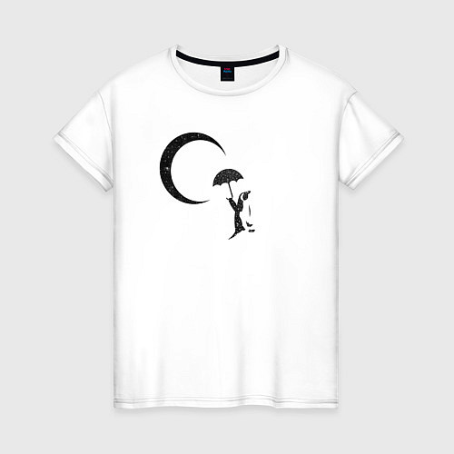 Женская футболка Пингвин и Луна / Белый – фото 1