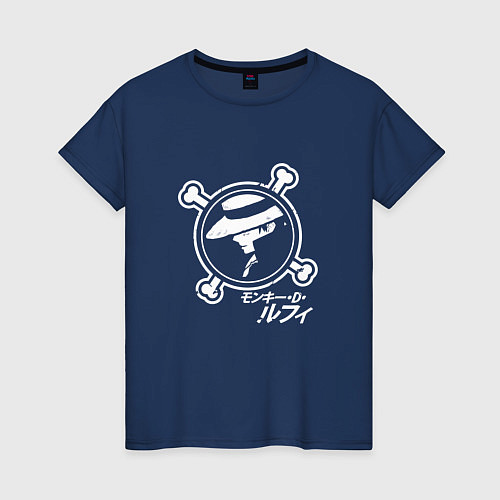 Женская футболка Луффи с боку / Тёмно-синий – фото 1