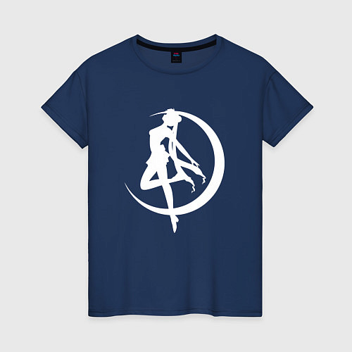 Женская футболка Сейлор на фоне месяца / Тёмно-синий – фото 1