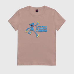 Футболка хлопковая женская Huggy Wuggy - Lets play a game Friend, цвет: пыльно-розовый