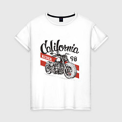 Футболка хлопковая женская California Rider Motorcycle Races, цвет: белый