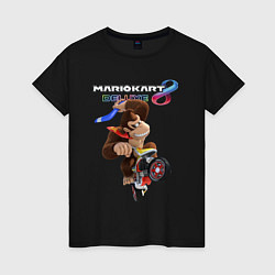 Футболка хлопковая женская Mario Kart 8 Deluxe Donkey Kong, цвет: черный