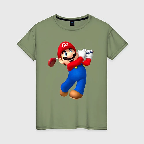 Женская футболка Марио - крутейший гольфист Super Mario / Авокадо – фото 1