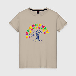 Женская футболка Дерево знаний из книг