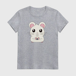 Футболка хлопковая женская Мышонок с суши, цвет: меланж