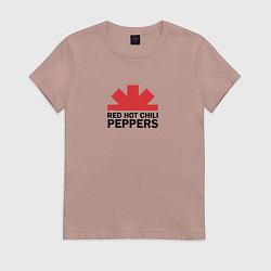 Футболка хлопковая женская Red Hot Chili Peppers с половиной лого, цвет: пыльно-розовый