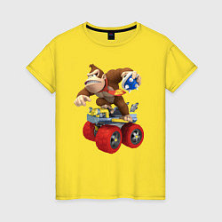 Футболка хлопковая женская Donkey Kong Super Mario Nintendo, цвет: желтый