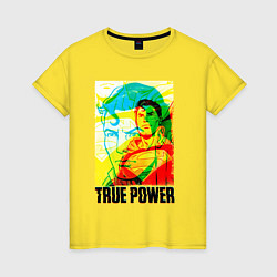 Футболка хлопковая женская True power!, цвет: желтый