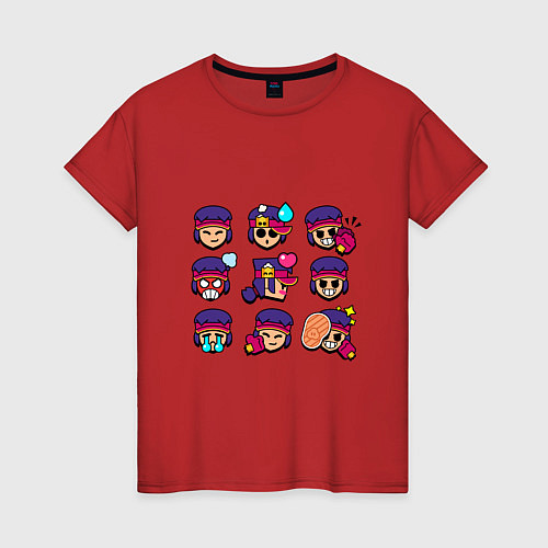 Женская футболка Значки на Фэнга Пины Бравл Старс Fang / Красный – фото 1