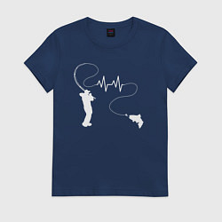 Женская футболка Сердцебиение рыбалки