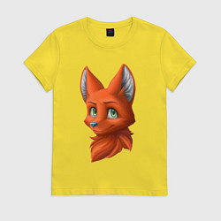 Футболка хлопковая женская Милая лисичка Cute fox, цвет: желтый
