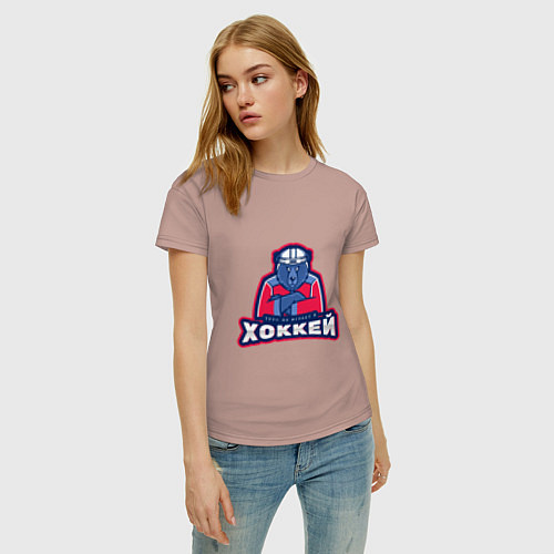 Женская футболка Россия - Хоккей / Пыльно-розовый – фото 3