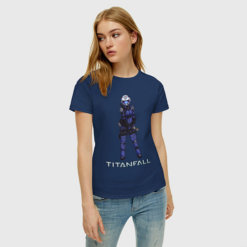 Женская футболка TITANFALL BLUE ART титанфолл / Тёмно-синий – фото 3