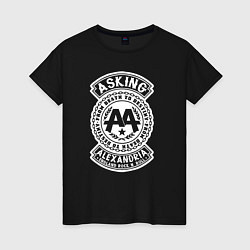 Футболка хлопковая женская Asking alexandria metal, цвет: черный