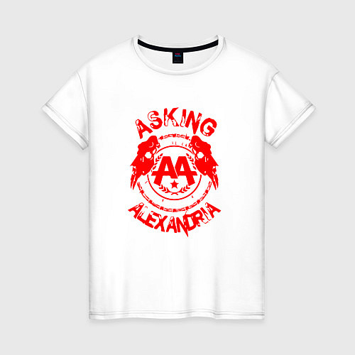 Женская футболка Asking alexandria красный лого / Белый – фото 1