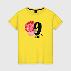 Футболка хлопковая женская Цветы на 9 мая, цвет: желтый