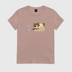 Женская футболка Привет Кот с ножом